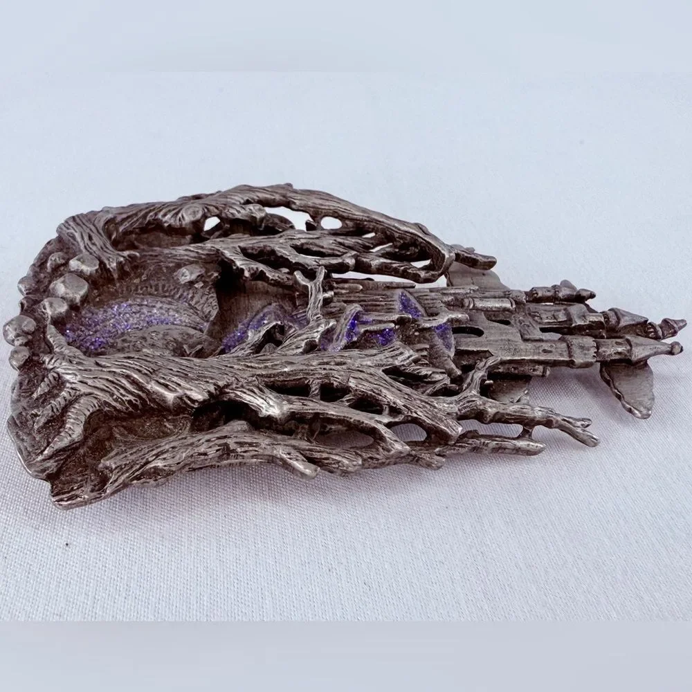 Vintage JJ Jonette Pewter Castle Brooch